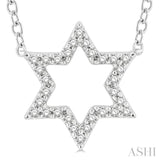 1/10 Ctw Star of David Petite Round Cut Diamond Fashion Pendant With Chain in 10K White Gold