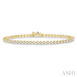 3 Ctw Tri-Prong Round Cut Diamond Tennis Bracelet in 14K Yellow Gold