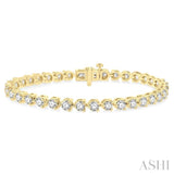 7 Ctw Tri-Prong Round Cut Diamond Tennis Bracelet in 14K Yellow Gold