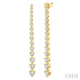 2.00 ctw Round Cut Diamond Riviera Drop Earring in 14K Yellow Gold