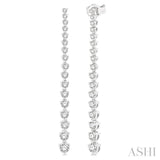 1.00 ctw Round Cut Diamond Riviera Drop Earring in 14K White Gold