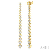 1.00 ctw Round Cut Diamond Riviera Drop Earring in 14K Yellow Gold