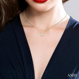 1/6 ctw Cushion Shape Lovebright Diamond Pendant With Chain in 14K Yellow and White Gold