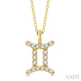 1/10 ctw Gemini Round Cut Diamond Zodiac Pendant With Chain in 10K Yellow Gold