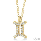 1/10 ctw Gemini Round Cut Diamond Zodiac Pendant With Chain in 10K Yellow Gold