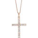 14K Rose 1 CTW Lab-Grown Diamond Cross 18