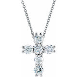 14K White 9/10 CTW Lab-Grown Diamond Cross 18