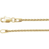 14K Yellow 1.25 mm Wheat 7" Chain