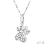 1/10 Ctw Dog Paw Petite Round Cut Diamond Fashion Pendant With Chain in 10K White Gold