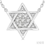 1/10 Ctw Star of David Petite Round Cut Diamond Fashion Pendant With Chain in 10K White Gold