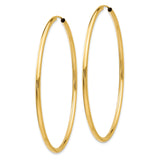 14k Polished Round Endless 2mm Hoop Earrings