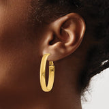 14k 5.75mm Oval Omega Back Hoop Earrings