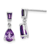 14k White Gold Amethyst Dangle Post Earrings