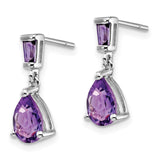 14k White Gold Amethyst Dangle Post Earrings