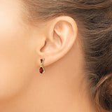 14k Gold Garnet Dangle Post Earrings