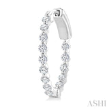 1 Ctw Inside-Out Single Prong Set Round Cut Diamond Hoop Earrings in 14K White Gold