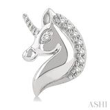 1/20 ctw Petite Unicorn Round Cut Diamond Fashion Stud Earring in 10K White Gold