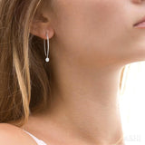 1/3 Ctw Oval Shape Dangler Lovebright Round Cut Diamond Earring in 14K White Gold