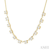 1 1/2 Ctw Fusion Baguette and Round Cut Diamond Halfway Necklace in 14K Yellow Gold