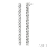 3.00 ctw Single Line Drop Round Cut Diamond Tennis Earring in 14K White Gold