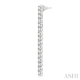 3.00 ctw Single Line Drop Round Cut Diamond Tennis Earring in 14K White Gold