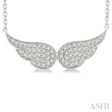 1/6 ctw Petite Angel Wing Round Cut Diamond Fashion Pendant With Chain in 10K White Gold