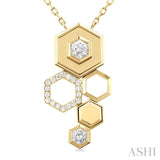 3/8 ctw Asymmetric Hexagon Motif Round Cut Diamond Fashion Pendant With Chain in 14K Yellow Gold