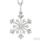 1/6 ctw Petite Snowflake Round Cut Diamond Fashion Pendant With Chain in 10K White Gold