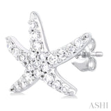 1/5 ctw Petite Starfish Round Cut Diamond Fashion Stud Earring in 10K White Gold