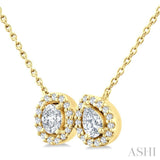3/8 Ctw Toi Et Moi Diamond Pendant With Chain in 14K Yellow Gold