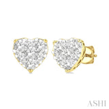 1/2 ctw Heart Shape Lovebright Round Cut Diamond Stud Earring in 14K Yellow and White Gold