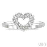 1/10 ctw Petite Heart Round Cut Diamond Stackable Fashion Ring in 10K White Gold