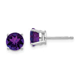 14k White Gold 6mm Amethyst Earrings