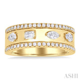5/8 Ctw Mixed Shape Cut Diamond Fashion Wide Band in 14K Yellow Gold