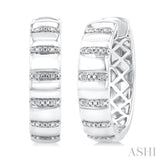 1/10 ctw Ribbed Round Cut Diamond Bold Fashion Hoop Earring in Sterling Silver