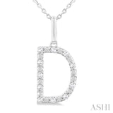 1/10 Ctw Initial 'D' Round Cut Diamond Fashion Pendant With Chain in Sterling Silver