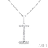 1/20 Ctw Initial 'I' Round Cut Diamond Fashion Pendant With Chain in Sterling Silver