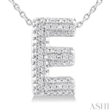 1/20 ctw Bubble Accent Initial 'E' Round Cut Diamond Fashion Pendant With Chain in Sterling Silver