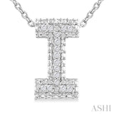 1/20 ctw Bubble Accent Initial 'I' Round Cut Diamond Fashion Pendant With Chain in Sterling Silver