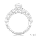 7/8 Ctw Marquise Shape Oval and Round Cut Diamond Semi Mount Engagement Ring in 14K White Gold