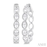 1 1/10 ctw Bezel Set Oval Cut Diamond Fashion Hoop Earring in 14K White Gold