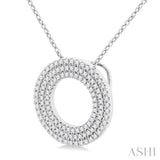 1/3 ctw  Circle Triple Row Round Cut Diamond Fashion Pendant With Chain in 14K White Gold