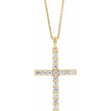 14K Yellow 1/10 CTW Natural Diamond Cross 18" Necklace