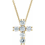 14K Yellow 9/10 CTW Lab-Grown Diamond Cross 18