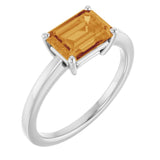 Platinum Natural Citrine Ring