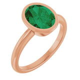 14K Rose Lab-Grown Emerald Ring