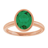 14K Rose Lab-Grown Emerald Ring