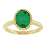 14K Yellow Lab-Grown Emerald Ring