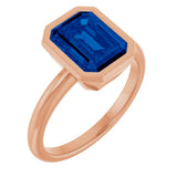 14K Rose Lab-Grown Blue Sapphire Ring