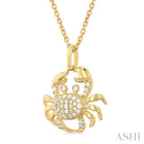 1/6 ctw Petite Crab Round Cut Diamond Fashion Pendant With Chain in 10K Yellow Gold